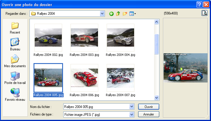 Boite de dialogue de recherche des photos